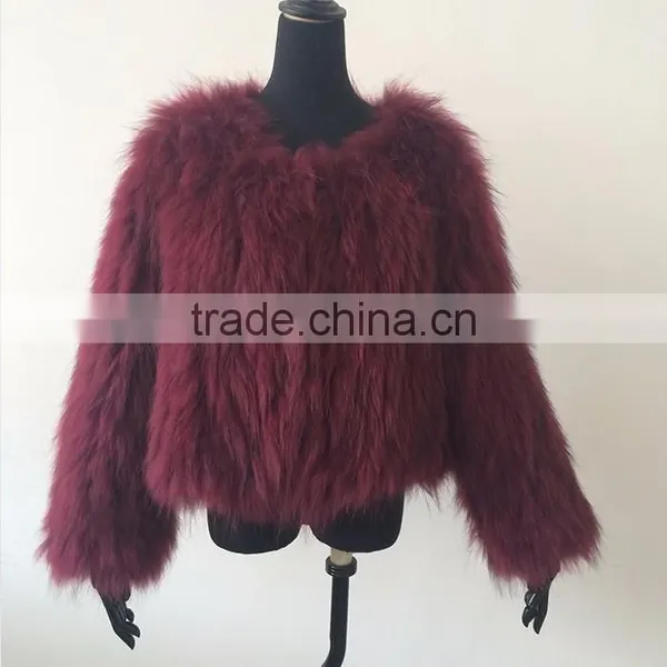 Myfur Genuine Light Pink Ladies Raccoon Fur Winter Jacket Wholesale photo-3