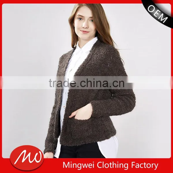 2017 Latest European Style Ladies Handmade Knitting Sweater Cardigan for Wholesale