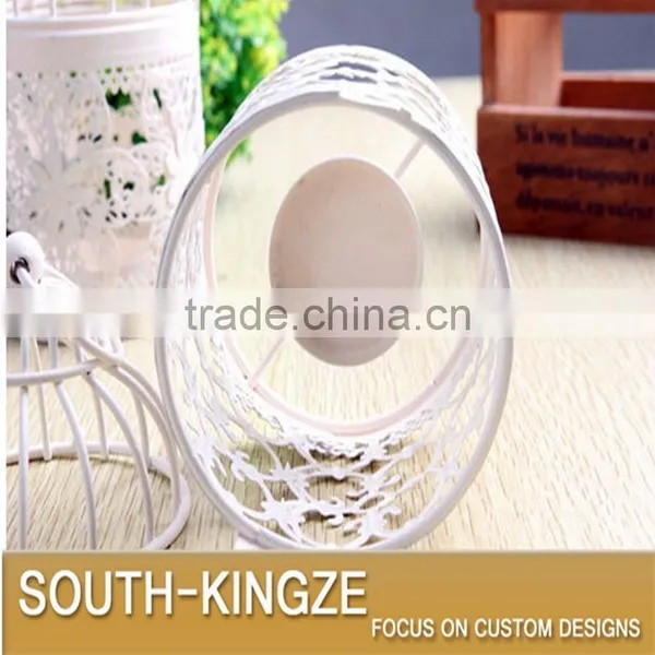 White Color Through-Engraving Iron Metal Candlestick photo-6