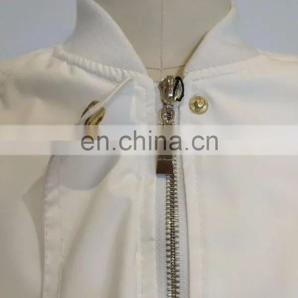 Summer Women Lightweight White Bomber Nylon Fabric Nylon Jacket photo-4