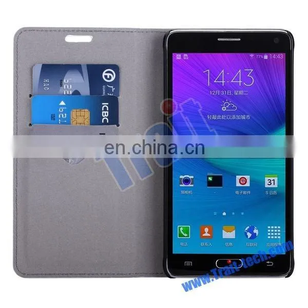 Dual-color Maze Pattern Flip Stand PC+PU Leather Case for Samsung Galaxy Note 4 N910 With Card Slots photo-6