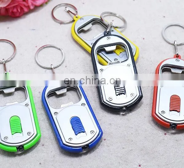 Souvenir Metal Keychain Bottle Opener With LED Light OEM Gift Flash Light photo-2