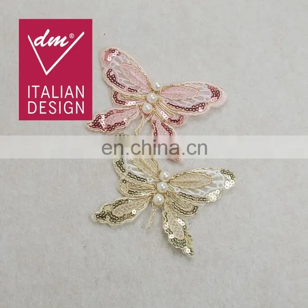 Beautiful Pearl Beaded Butterfly Applique Sequin Yarn Patch