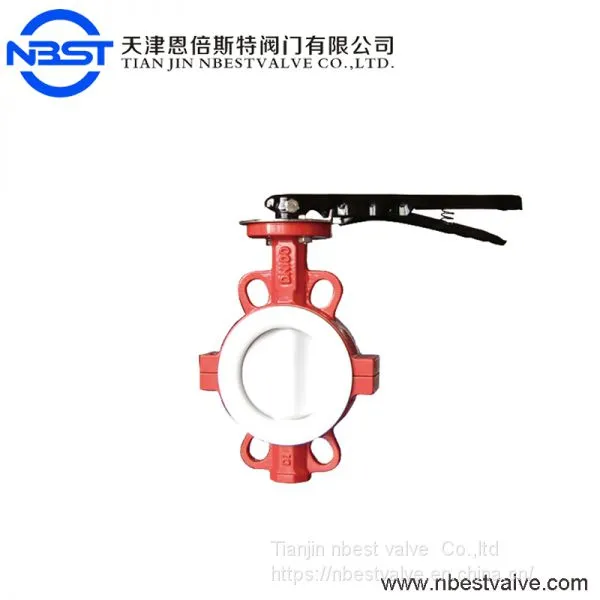 D71F-10C PTFE Lined Seal Cast Iron Wafer Lever Butterfly Valve photo-2