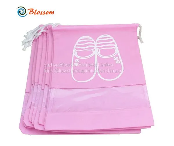 Wholesale Non Woven Reusable Drawstring Visible Travel Organizer Shoes Bag