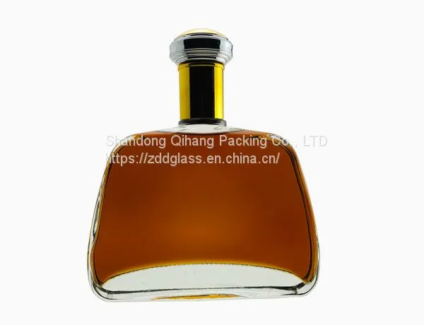 Beautiful Glass Empty Brandy Bottle