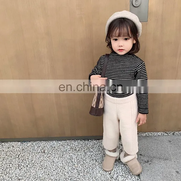 4097/2020 Newest High Quality Mink Cashmere All-match Girl Stripe Top Winter Fashion Warm Kids Clothes photo-3