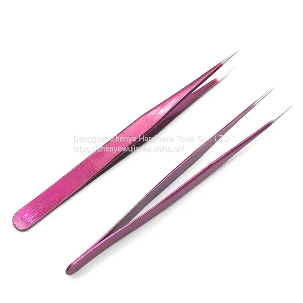 Stainless Steel Macaron Purple Hand Account Tool Tweezers Graft Eyelashes Multifunctional Bird's Nest Straight Elbow Diy Cute Sticker Straight Head photo-5