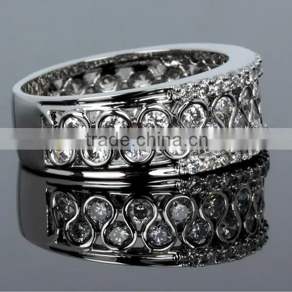 Grand Luxury Clear Zircon Crystals Gold Platinum Jewlery Ring Wedding Band photo-4