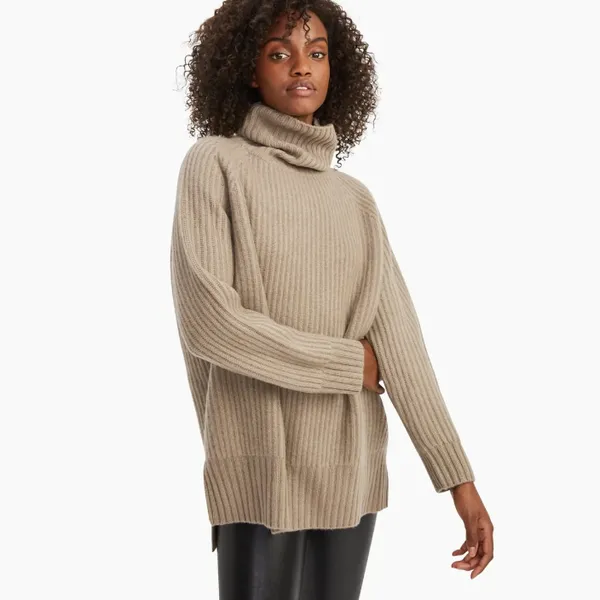 OEM Women's 100%Cashmere Turtleneck Knitted Pullover photo-3