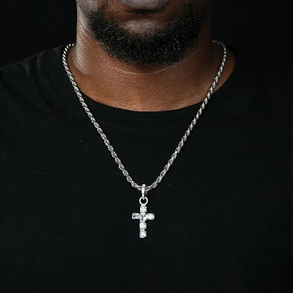 Shining Star Jewelry Manufacturer Men Women Baguette Moissanite Cross Pendant photo-4