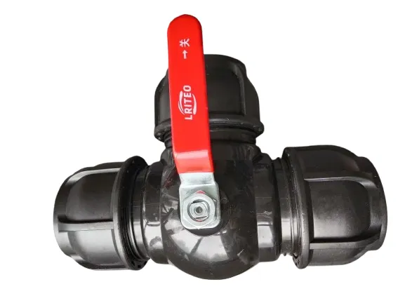 LRITEO Plastic Quick Connect 3 Way Ball Valve T-Type PE Pipe Diverter Valve for Aquaculture & Municipal Pipeline