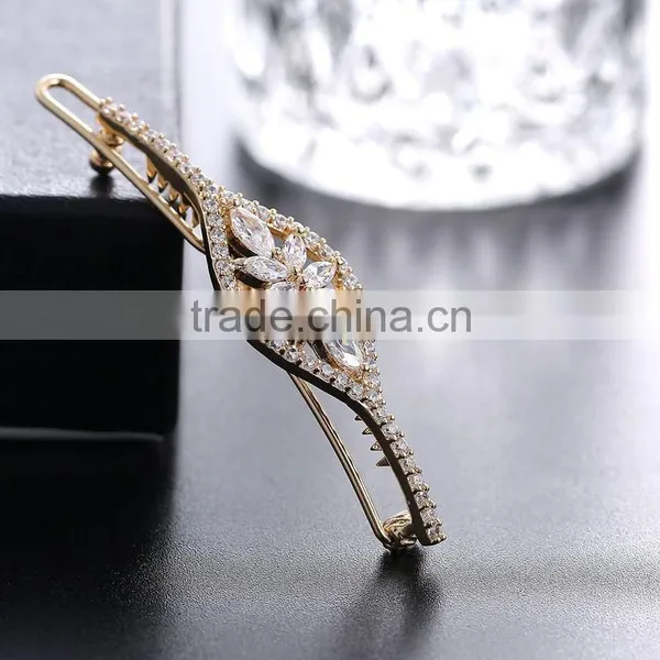 Korean Elegant Women Oval Full Rhinestones Crystal Barrette Hair Clip Hairpin photo-5