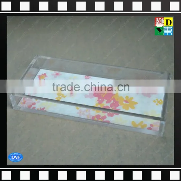 Luxury Clear Acrylic Serving Tray With Printing Pattern From China