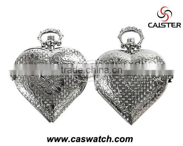 Heart Shape Pocket Watch Alloy Snake Chain Watch