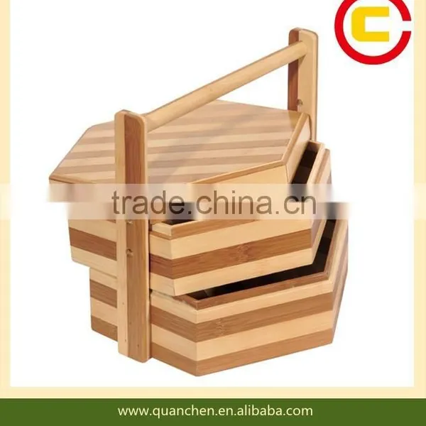 High Quality 3-tier Bamboo Storage Basket Box
