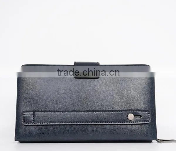 Brown Smooth Leather Men's Carrying Wallet Case Clutch Cell Phone Zippered Pouch photo-2