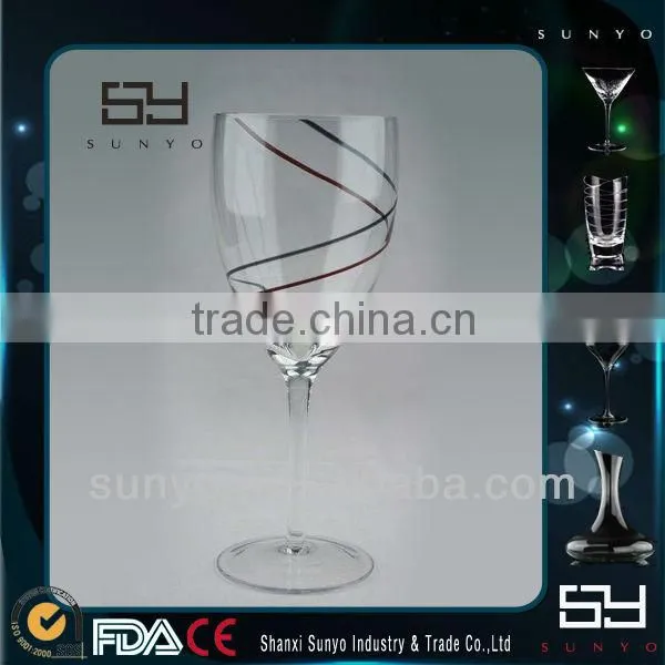 Hand Blown BlackSwirl Wine Glass /Tableware