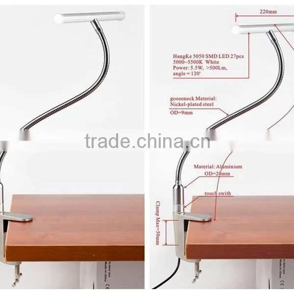 The Brightness Adjustable LED Chip Gooseneck Reading Light photo-5