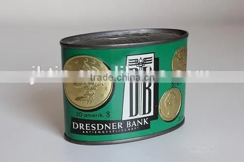 China Oval Different Shape Cute Money Metal Tin Can