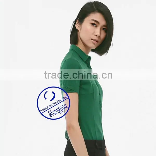 Wholesale Spandex Cotton Plain Blank Women Polo Shirt photo-3