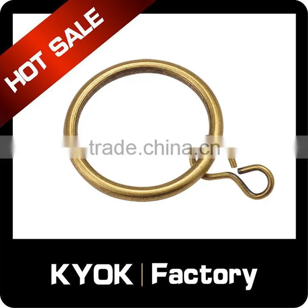 KYOK Antique Brass Metal Bay Window Passing Curtain Pole Rings Round Type,Roller Curtain Accessories 22mm Wholesale photo-2