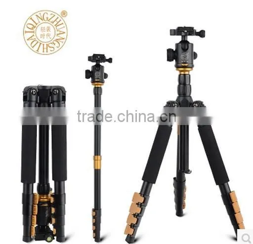 QZSD-Q570A 62'' Professional Golden Aluminum13'' Folded Video DSLR Digital Camcorder Camera Tripod Monopod photo-4