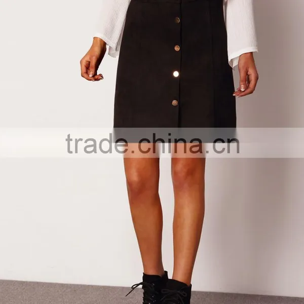 Suede Ladies Designer Skirt Suits photo-6