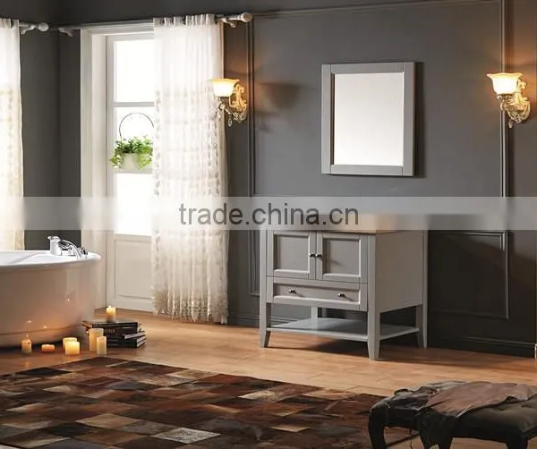 Grey Series Solid Oak Wood Waterproof Bathroom Vanity/ Cabinet photo-5