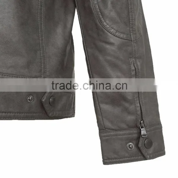 New Washed PU Jacket Fashion Men Leather Jacket photo-5