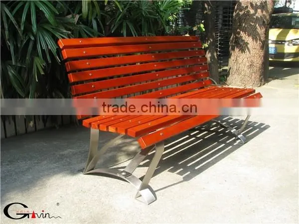 Mirror Finished Stainless Steel Solid Wooden Garden Bench