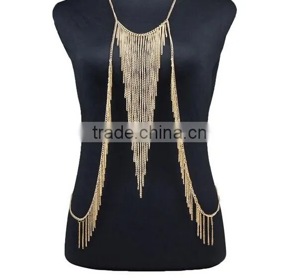 2016 Wholesale New Design Fashion Multilayers Tassel Ladies BIkini Body Chains photo-4