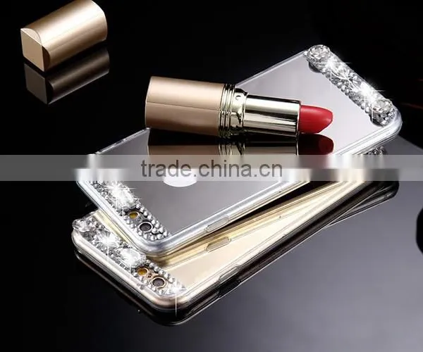 Mirror Case for Iphoen 6 6 Plus 5s Luxury Gold Bling Diamond Soft TPU Case Ultra Slim Phone Back Cover photo-6