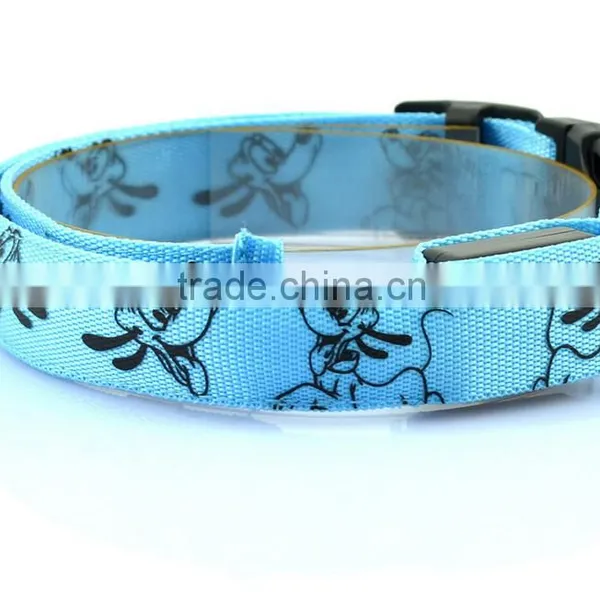 Cute Cartoon Dog LED Nylon Pet Dog Cat Collar Night Safety LED Light-up Flashing Glow in the Dark Lighted Dog Collars photo-2