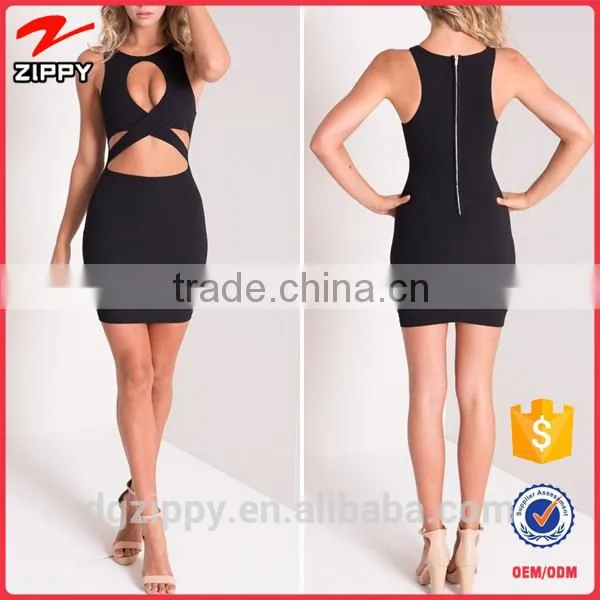 2016 Wholesale Sexy Crossover Bodice Low Scoop Back Bandage Dress