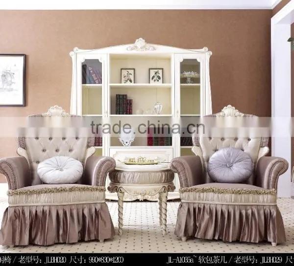 European Style Solid Wood Living Room Furniture Sofa Sets Tea Table photo-5