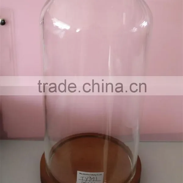 HEAT-RESISTANT GLASS CLOCK DOME WITH WOOD BASE
