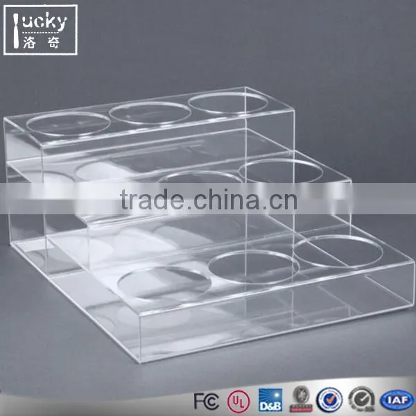Acrylic 9 Bottle Stand Rack,3 Tier Counter Top Wine Bottle Display