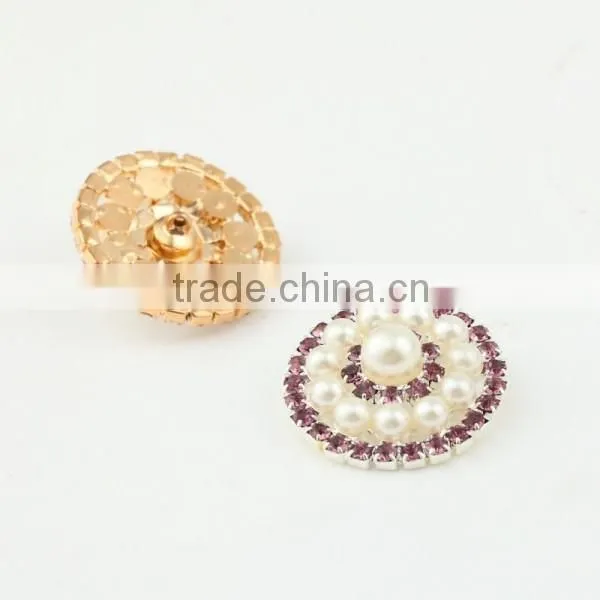 Wholesale Fashion Round Rhinestone Button With Plastic Pearl for Apparel Decoration photo-4