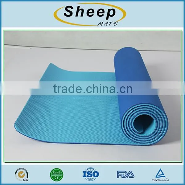 China Wholesale Blue TPE Material Foldable Waterproof Yoga Mat