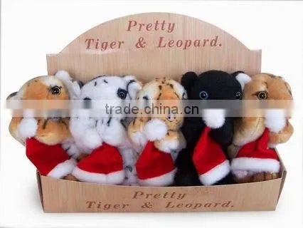 High Quality Factory Wholesale Realistic Christmas Plush Cradle Brown Tiger With Christmas Cap photo-2