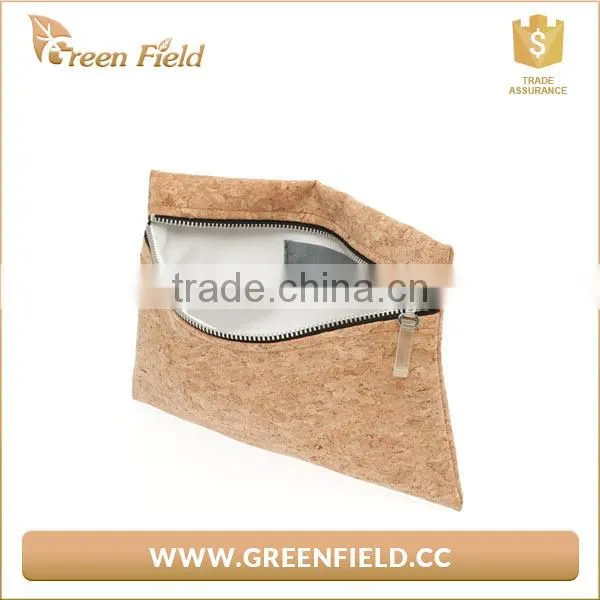 Vegan Cork Leather Bag Natural Cork Fabric Envelope Clutch Bag photo-3