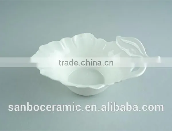 Fashion Small White Porcelain Leaf-shaped Dish photo-2