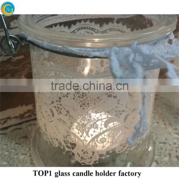 Glass Candle Holder With Metal Trim photo-6
