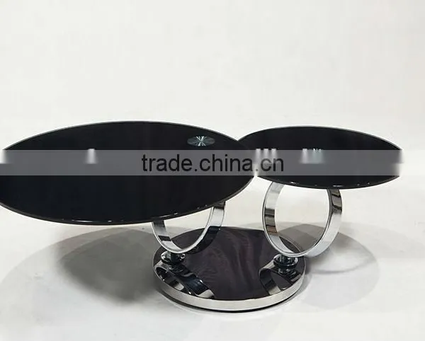 C8041 Movable Swivel Glass Coffee Table Models for Home Using photo-2