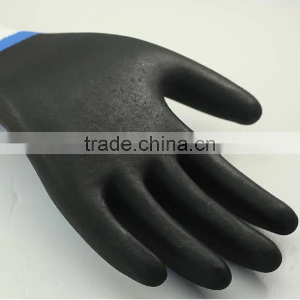 NMSAFETY EN388 3121 13 Gauge Knit Nylon Liner Double Coated Blue and Black Foam Nitrile on Palm Safety Work Gloves photo-4
