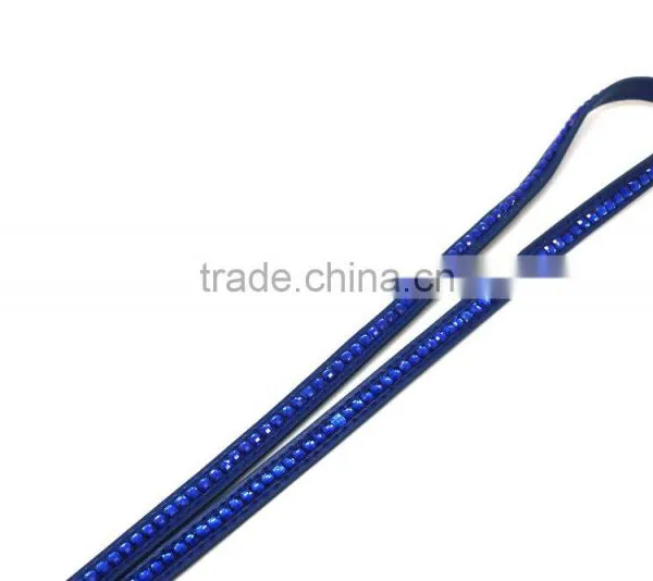 Blue Promotion Gift PU Leather Lanyard With Crystal Gem, Swivel Snap Hooks, Key Ring Accembly, Acrylic Gem Key Chain photo-3