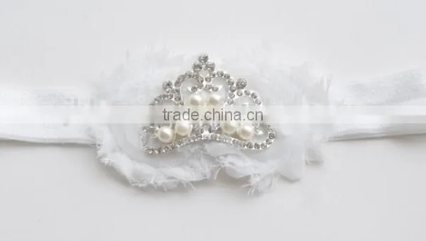 New Princess Elastic Crown Flower Headband Pearls Tiara Baby Girl Headband photo-4