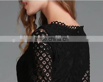 2016 Spring Women Lace Hollow Out Long Dresses Bohemian Femme Sexy Slim Party Dress Vestido photo-5