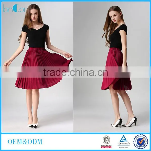 2017 Slim Elastic High Waist Skirt Skater Skirt Pleated Skirts LC8193-W